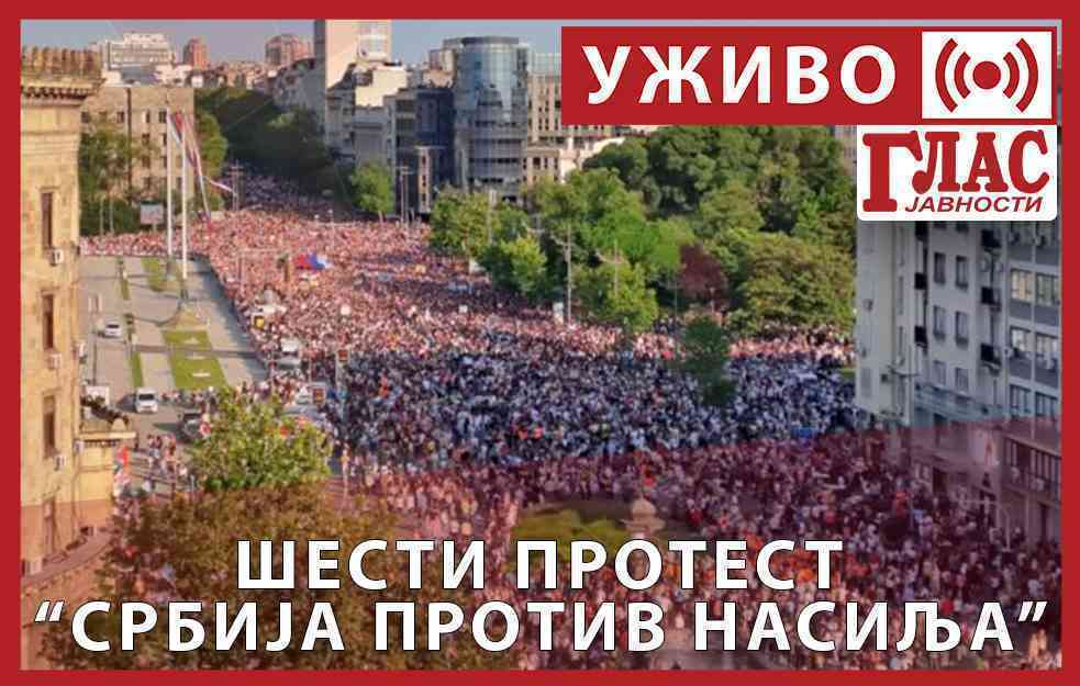 UŽIVO: ŠESTI PROTEST “SRBIJA PROTIV NASILJA” – OBRUČ OKO VLADE (VIDEO)
